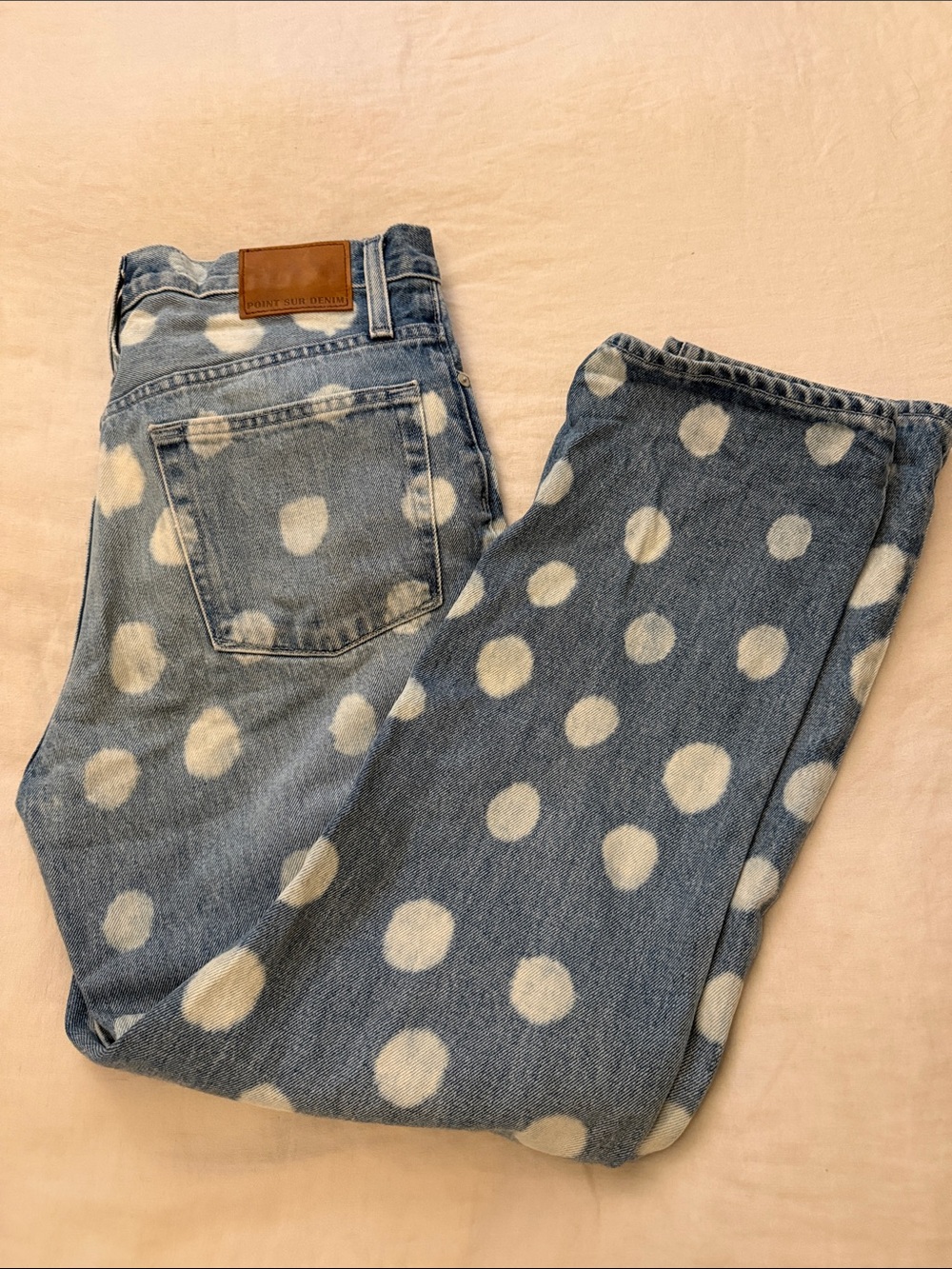 Point Sur for J. Crew Blue Denim Relaxed Leg Jeans with White Polka Dots size 27